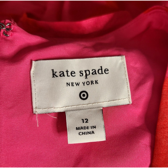 Kate Spade Target Pink Red Floral Peplum Midi Dress 12 Sleeveless V Neck Pockets - Picture 11 of 15